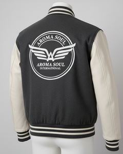 Chaqueta universitaria de lona de moda con cuello levantado Lana Premium Poliéster Transpirable Diseño a prueba de viento Aroma Soul International Logo - Product Image 2