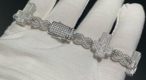 925กำไลข้อมือเพชรมอยส์ซอไนต์เงินสเตอร์ลิงเครื่องประดับฮิปฮอปเครื่องประดับ VVS เพชรที่กำหนดเองของขวัญจี้เพชรสำหรับเธอ - Product Image 2