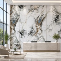 Panneau mural en PVC UV effet marbre bleu rouille charbon blanc, revêtement décoratif intérieur imperméable