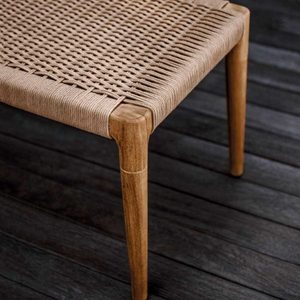 Lumina Banco moderno para exteriores Madera de teca y mimbre de ratán con acabado natural para uso en parques - Product Image 2