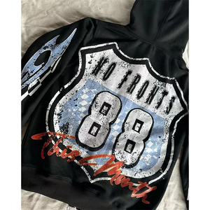 เสื้อฮู้ดผ้าวสุนของผู้ชายผ้าคอตตอนผ้าฟลีซแบบสวมศีรษะโอเวอร์ไซส์100% ลำลองผ้าซักได้ตามต้องการ - Product Image 5