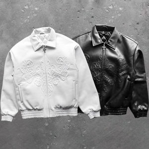 Chaqueta de moto de alta calidad a la moda al por mayor OEM para hombre chaqueta de cuero blanca con logotipo personalizado de fabricante para hombre - Product Image 6