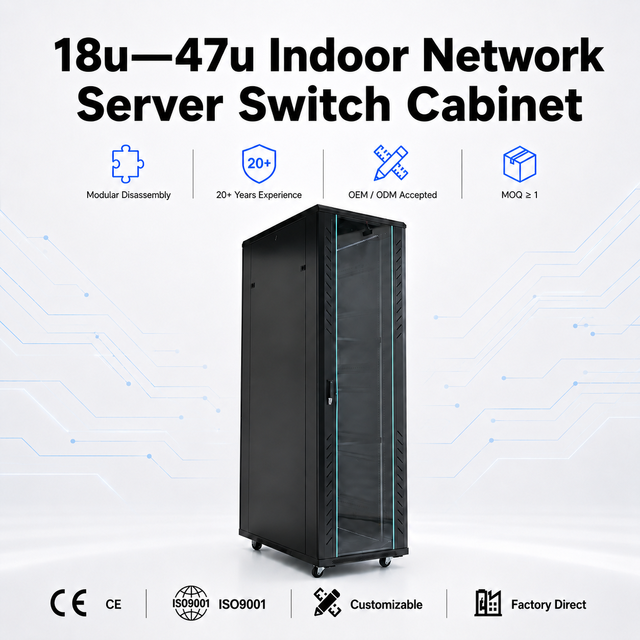 19 Inch Floor Standing Network Server Cabinet 18U 20U 22U 24U 27U 32U 36U 42U 47U for Indoor Data Center Switch System