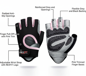 Rexfit Sport Workout Exercise <b>Gloves</b> for Women Breathable Lightweight <b>Fingerless</b> Gym <b>Gloves</b> for Weightlifting Cycling Training - Product Image 5