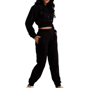 Conjuntos de 2 Piezas de Top Corto para Mujer, 100% Algodón, Chándal Deportivo, Tops de Invierno, Chándal de Alta Calidad a Precio de Fábrica 2026 - Product Image 1