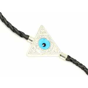 925 Sterling Silver Evil Eye <b>Bead</b> <b>Bracelet</b> with Leather Cord Gift for Any Occasion - Product Image 2