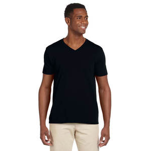 Camisetas esenciales con cuello en V para hombre, Camiseta de algodón transpirable sin etiqueta - Product Image 4