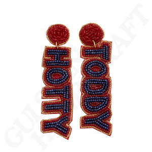 Boucles d'oreilles perlées Collegiate faites à la main bijoux de déclaration de perles de rocaille rouges et noires pour les fans de Game Day, de talonnage et de Georgia Bulldogs - Product Image 6