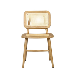 Silla de café de madera de teca con asiento de ratán - Product Image 5