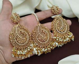 Dernières boucles d'oreilles à clous ethniques traditionnelles indiennes plaquées or, ensembles de bijoux de mode, fabrication artisanale, zircon disponible - Product Image 6