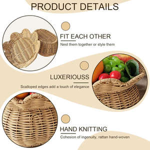 Set of 2 Eco-Friendly Stylish <b>Rattan</b> <b>Storage</b> Baskets Handwoven and Durable for Household Organizing with Functional Elegance - Product Image 3