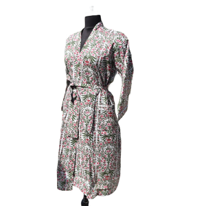 Kimono de algodón estampado Albornoz Mujer Verano Frente abierto Ropa de dormir Bata Vestido de playa - Product Image 2