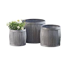Pot de fleurs en métal galvanisé de forme ronde tendance pour jardin maison patio Pots de fleurs et jardinières extérieurs - Product Image 2