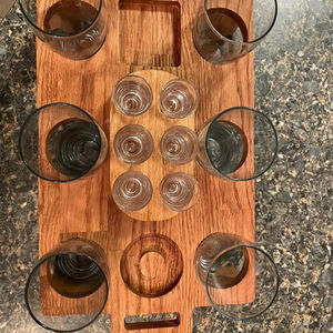 Plateau moderne en bois de noyer pouf avec poignées plateau de service pour la décoration de salon idée cadeau pour la maison - Product Image 1