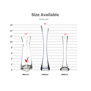Vase de table en verre transparent VBD1212, fait main, design à bourgeons froncés, style moderne et classique pour fleurs, technique artisanale, 12 pouces - Product Image 3
