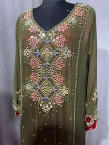 Vestidos Casuales Aabya, Bordados a Mano con Cuentas, Modestos, con Patrón 3D, Logotipo Frontal, Cintura Imperio, Suministro ODM - Product Image 3