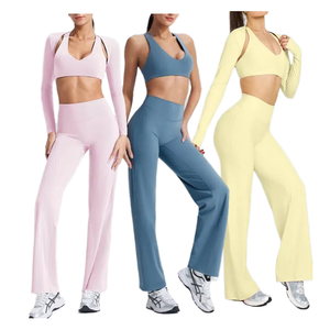 Wholesale Custom Gym Fitness Sportswear Bra Soft Stretchy High Waisted Straight Leg Bottoms <b>Flare</b> <b>Leggings</b> for <b>Women</b> - Product Image 6
