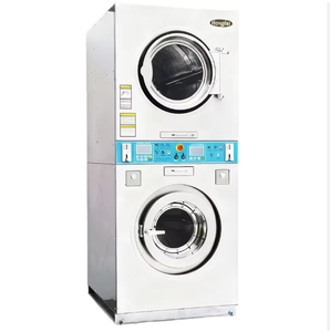 Lave-linge et sèche-linge combinés électriques en acier inoxydable, empilables, grande capacité - Product Image 1