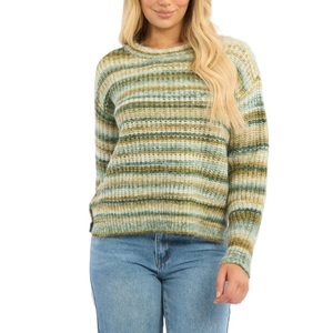 เสื้อสเวตเตอร์ลำลองฤดูหนาวคุณภาพสูงสำหรับผู้หญิง แบบหลวมๆ ลายปะติดปะต่อ ลายทาง ถักนิตติ้ง ขายส่งจากบังกลาเทศ - Product Image 1