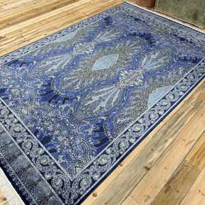 Alfombra Turca Grande de 6.4x9.9 pies, Alfombra Vintage, Alfombra de Lana con Camuflaje Azul y Blanco - Product Image 3