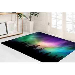 Tapis imprimé paysage Aurore Boréale : Décoration vibrante pour extérieur et chambre d'enfant, avec tapis à poils doux - Product Image 2