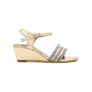 Sandalias de gladiador doradas para niñas KD7700, Sandalias de tacón plano transpirables y ligeras de verano con varias plantillas en caja - Product Image 2