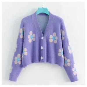 Cárdigan de Punto de Lana con Estampado Jacquard Informal y Acogedor para Mujer, Apliques con Logotipo de Fraternidad o Hermandad, Decoración con Botones - Product Image 4