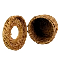 Boîte de rangement multifonction en rotin classique de haute qualité, fabrication artisanale, emballage écologique, décoration intérieure, 14h15cm, marque CHS, vente en gros