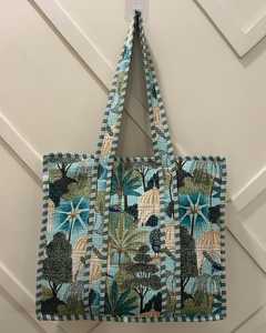 กระเป๋าผ้าทรงสี่เหลี่ยมพิมพ์ลายบล็อกทำด้วยมือของอินเดียจำนวนมากกระเป๋าผ้าใส่ช้อปปิ้งที่สวยงาม - Product Image 2