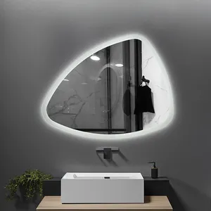 Rregular-Espejo retroiluminado de pared para baño, luz LED con sensor táctil