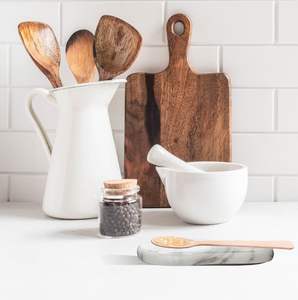 Indian Handicrafts Modern Design Marble Spoon Ladle Rest Holder Durable Eco-Friendly Dishwasher Safe Cutlery Utensil Holder - Product Image 1