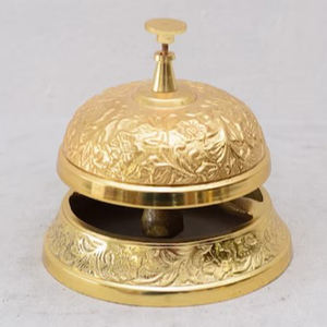 Cloche d'école artisanale, cadeau original, en alliage de laiton de qualité supérieure, cloche à main classique, décoration nautique antique, manche en bois - Product Image 1