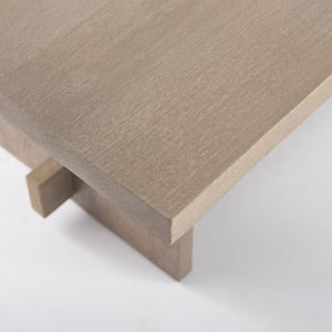 Mesa de Comedor Minimalista de Madera de Mango Maciza para Cocina, Diseño en Tono Gris Claro, Base de Madera, Mesa de Comedor Moderna - Product Image 5