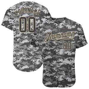 Camiseta de Béisbol Personalizada con Estampado de Camuflaje Gris Acero, Auténtica, Transpirable, 100% Poliéster, Ropa Deportiva Unisex, Tallas Grandes - Product Image 1