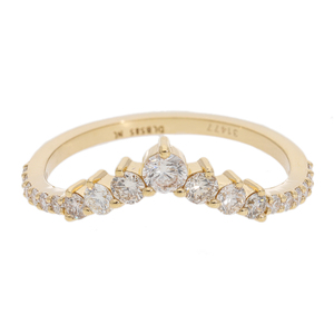 Elegant 14K Gold Rhodium Plated Natural Diamond Classic Curved Wedding Band Round-Cut Chevron <b>Stacking</b> <b>Ring</b> for Bridal - Product Image 1