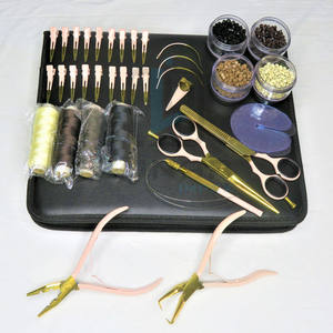 Kit d'outils professionnels d'extension de cheveux en acier inoxydable de couleur rose clair et or Plasma, étiquette de marque gratuite personnalisée - Product Image 3