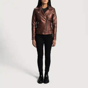 Veste en cuir pour femme, manteau d'hiver en satin véritable avec doublure en nylon, teinture unie, vente en gros - Product Image 6