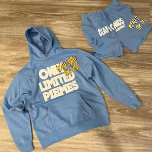 High Quality Tracksuit Set for <b>Men</b> Custom <b>Shorts</b> Sets for <b>Men</b> Two Piece Sportswear Hoodie <b>Shorts</b> Set <b>Men</b> - Product Image 2