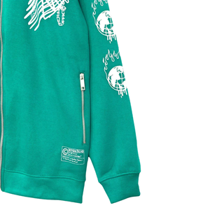 Conjunto Deportivo Verde Estampado con Sudadera con Capucha y Cremallera y Pantalones Jogger de Felpa de Algodón para Invierno, Ropa Urbana Masculina de Moda - Product Image 4