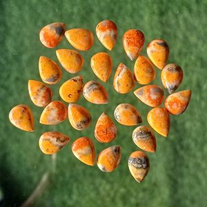 Bumble <b>Bee</b> Jasper Cabochon Natural Opal Orange 7x10mm Loose Gemstone Oval Pear Shape Calibrated Jewelry Bulk Supply - Product Image 3
