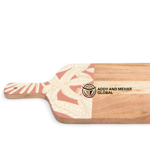 Planche à fromage décorative en bois avec émail floral vert, planche à découper artisanale - Product Image 3