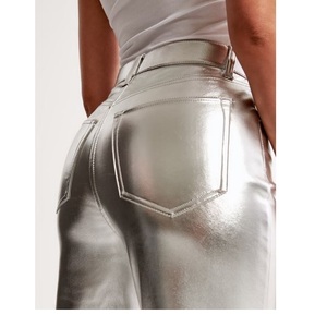 BD Women's High Waist Elastic Seamless Flat Front Faux Leather <b>Leggings</b> Pants Compression Stretchy Lace Painted Beading - Product Image 5