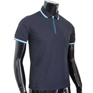 Camiseta Nueva Moda Color Azul Marino Antiarrugas Casual con Cierre 100% Algodón para Hombre - Product Image 3