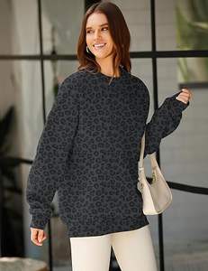 Vêtements de sport pour femmes écologiques personnalisés, sweat-shirt en molleton à col rond, sweat-shirt en coton, pull à capuche, pull oversize de luxe - Product Image 2