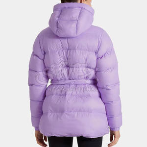 Ladies Fashion <b>Belted</b> Parka Winter Warm Hooded <b>Coat</b> Windproof Casual Outerwear Made In Pakistan - Product Image 6