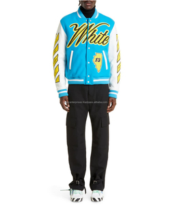 Customize High Quality <b>Men's</b> Bomber <b>Jacket</b> with Stand Collar and High Street Style Wool Blend OEM Service Available - Product Image 4