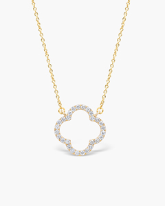 สร้อยคอโซ่พร้อมจี้โคลเวอร์แบบเปิด18/14K สีทอง IGI GIA VVS การปลูกเพชรที่สวยงามขายส่งสร้อยคอเสน่ห์ของโคลเวอร์-DS0234 - Product Image 2