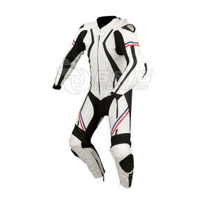 Combinaison de moto en cuir confortable avec double couture pour une résistance et une sécurité supplémentaires Combinaison de moto en cuir de course - Product Image 5