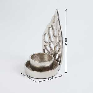 Bougeoir en laiton AK de qualité supérieure en couleur argentée en forme de feuille de conception simple bougeoir en métal de taille personnalisée - Product Image 3