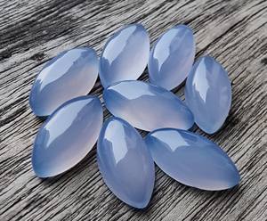 Vente en gros de calcédoine lavande naturelle certifiée IGI, cabochon en forme de marquise à dos plat, pierres précieuses en vrac calibrées Lavira Brésil - Product Image 3